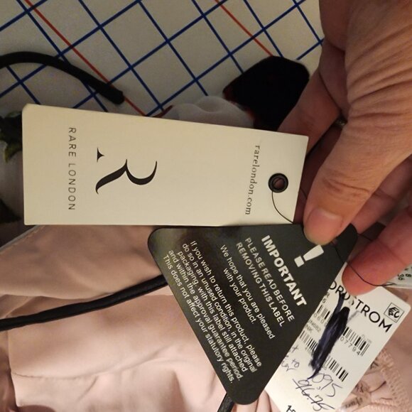 Rare London Pink Rose Devore Lace-Up Midi Dress NWT White Size 4 Hole in bodice - Picture 9 of 12